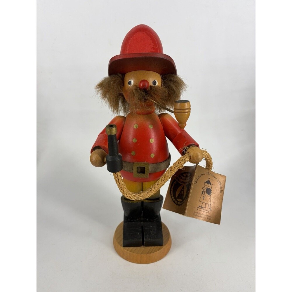 HOLZKUNST Christan Ulbricht West Germany Fireman Smoker Incense Figure